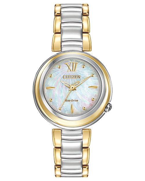 L Sunrise Ladies Eco Drive EM0337 56D Two Tone Steel Watch CITIZEN